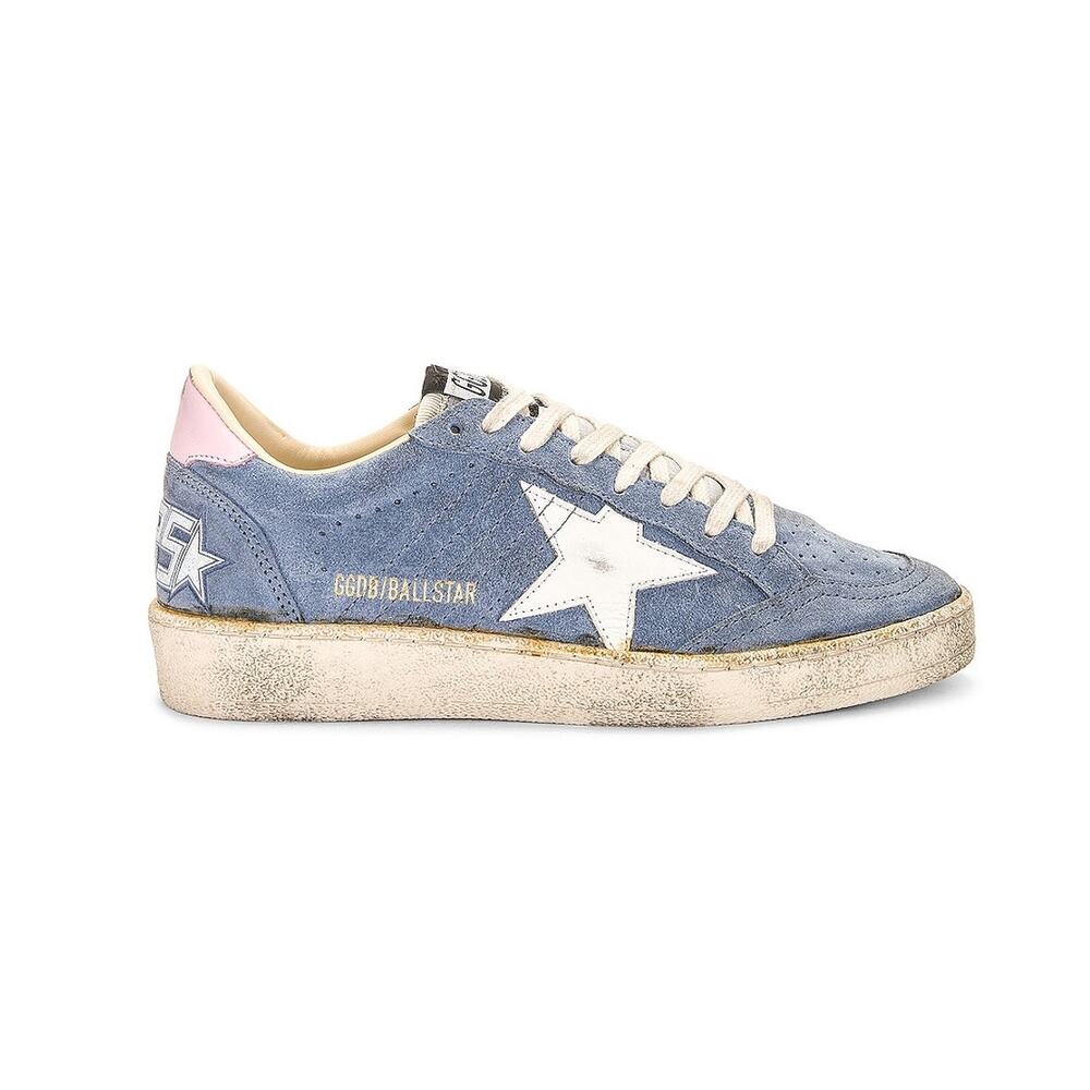 Golden Goose Distressed Powder Blue White Pink Ballstar Sneakers Size EU 37 /